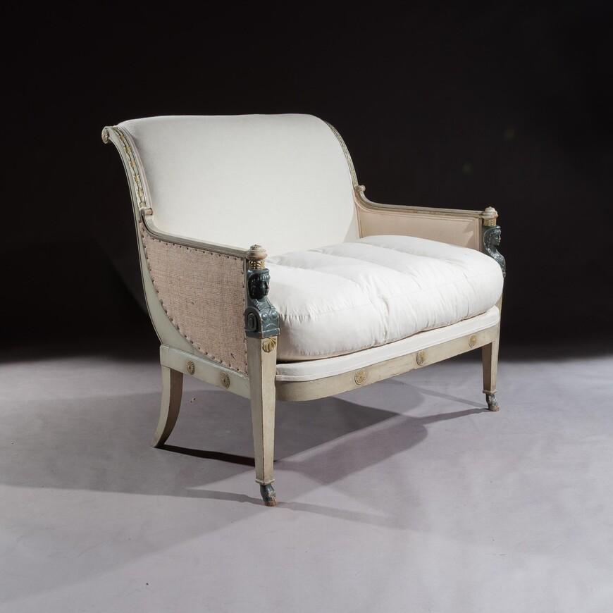 French 19th Century Original Paintwork Second Empire Marquise Loveseat Sofa