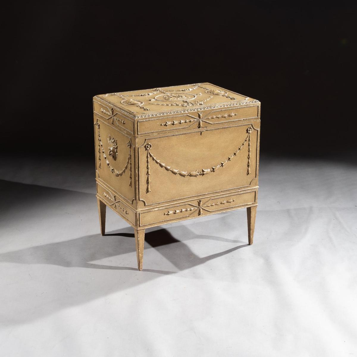 19th Century Painted Carton Pierre Chest / Cellaret In The Adam Neoclassical Style