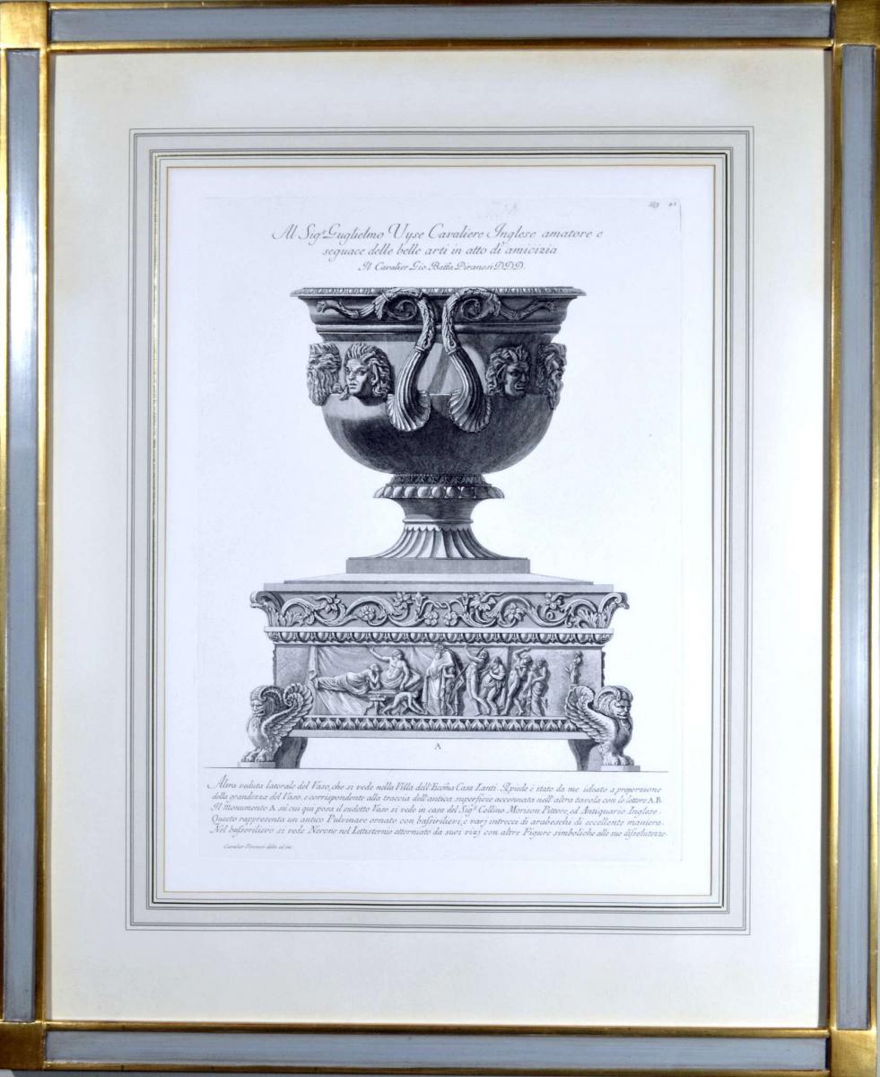 Framed Etching of A Massive Urn by Giovanni Battista Piranesi, Plate 549, Early 19th Century