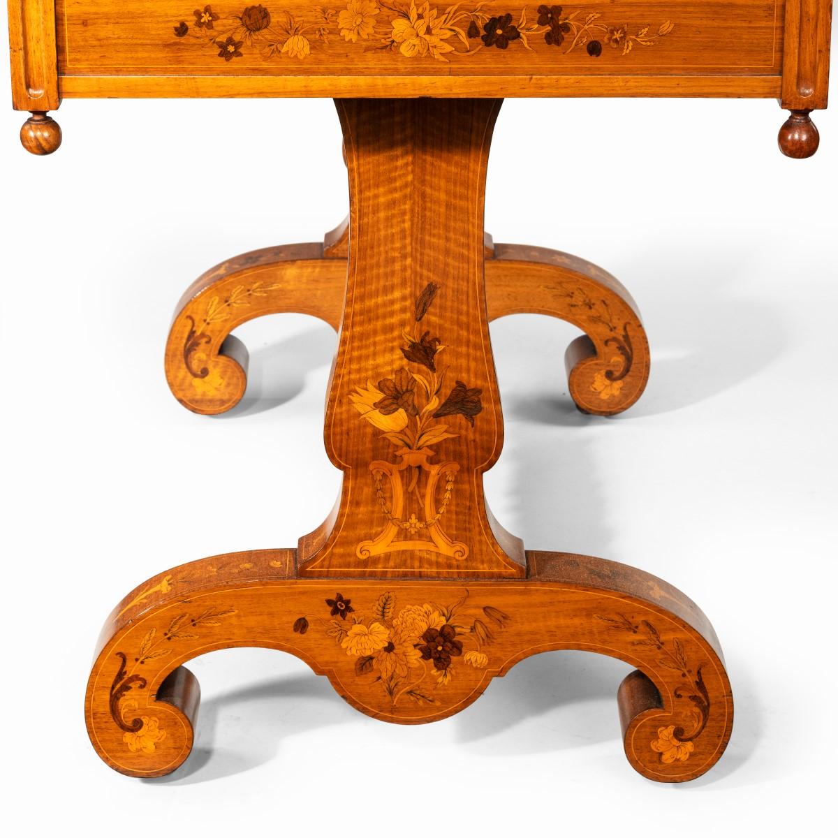 Victorian walnut marquetry writing table