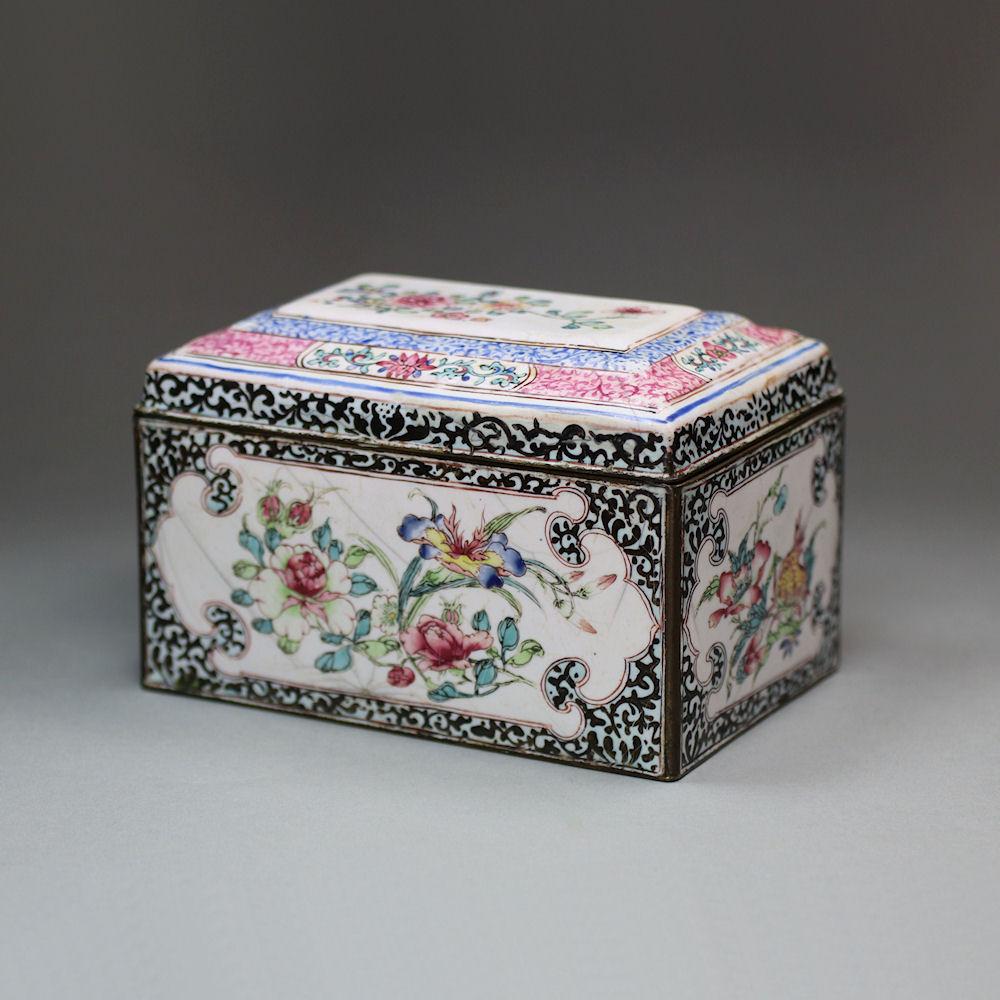 Chinese canton enamel rectangular box and cover, Qianlong (1736-95)
