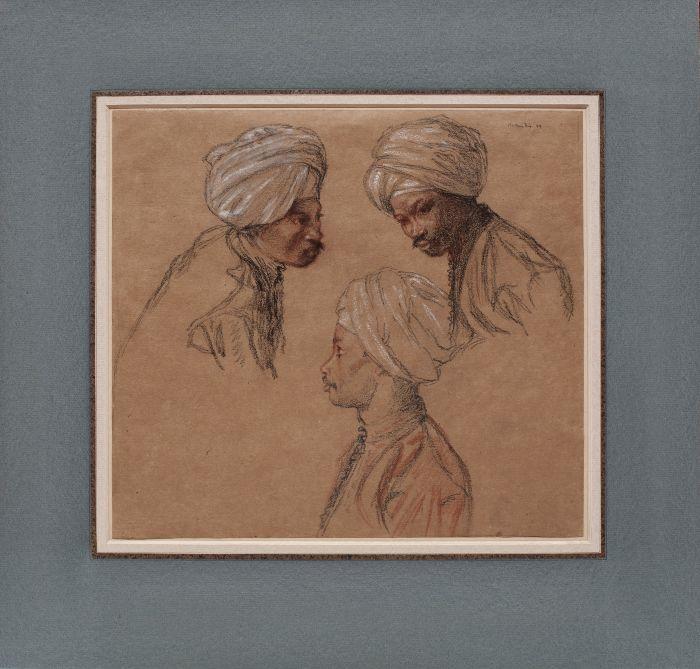 Three studies of a man wearing a turban, Sir William Rothenstein (1872-1945)