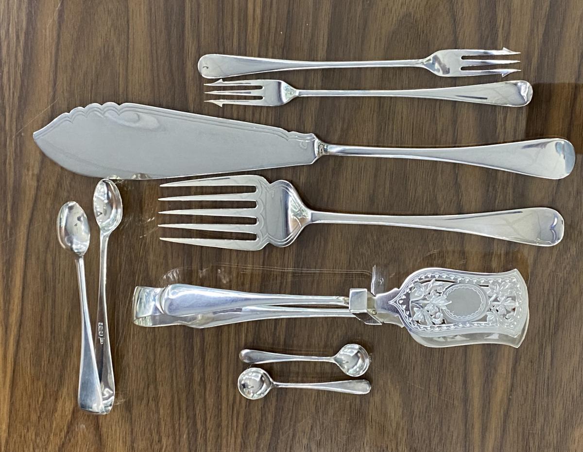 Walker and Hall old English silver flatware cutlery 1903