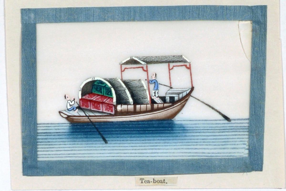 China Trade Miniature Watercolor Pictures of Junks and Sampans on Pith Paper, Circa 1880