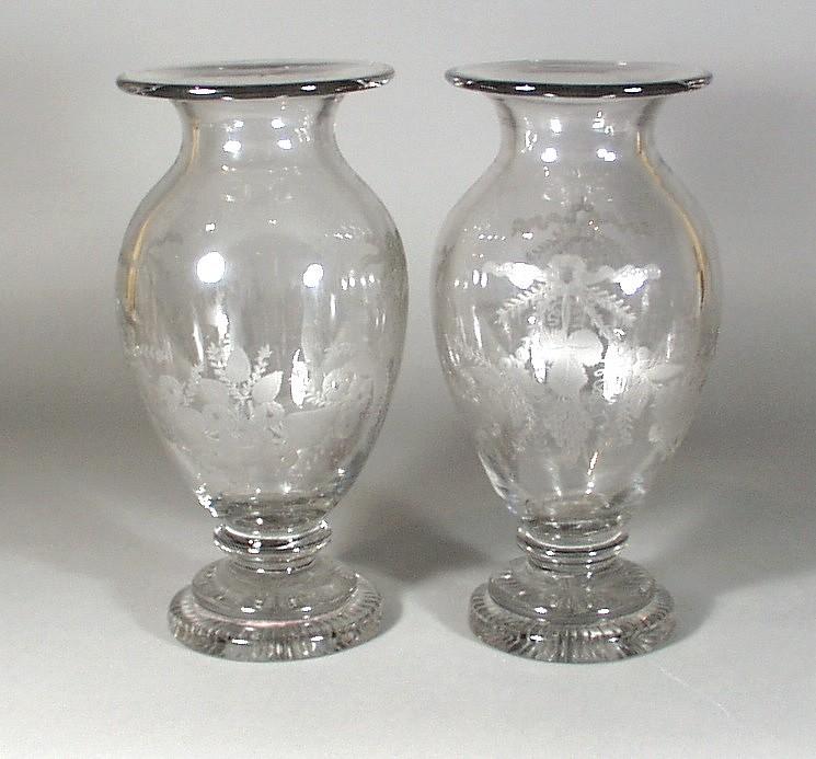 British Engraved Glass Vases, Circa 1865-75