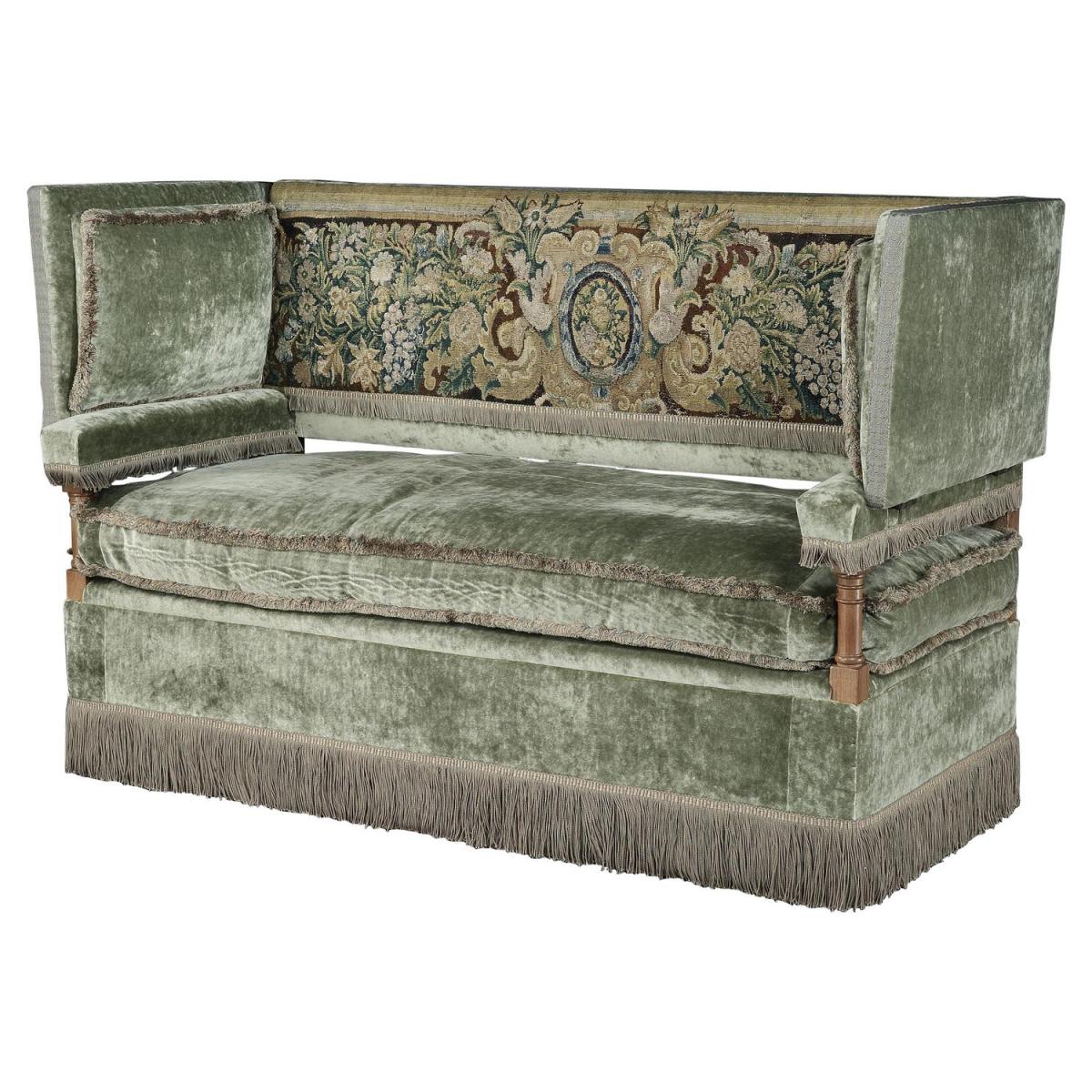 Knole Settee, Cowdray Park, English, Lengyon & Co, olive velvet, tapestry