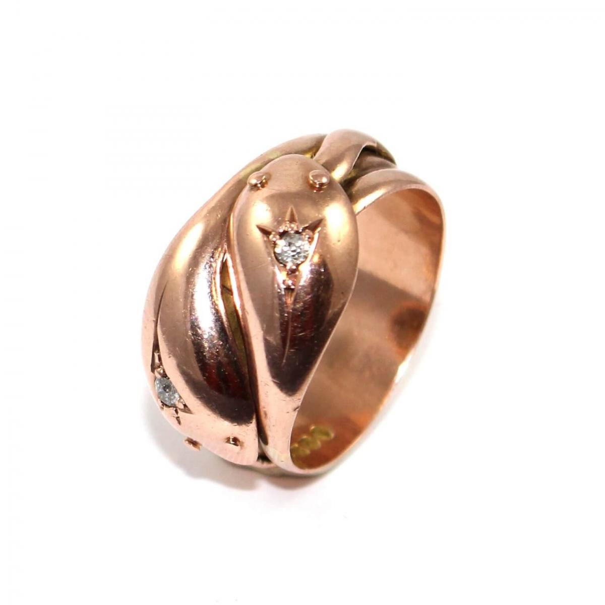 Victorian Rose Gold Double Snake Ring c.1868