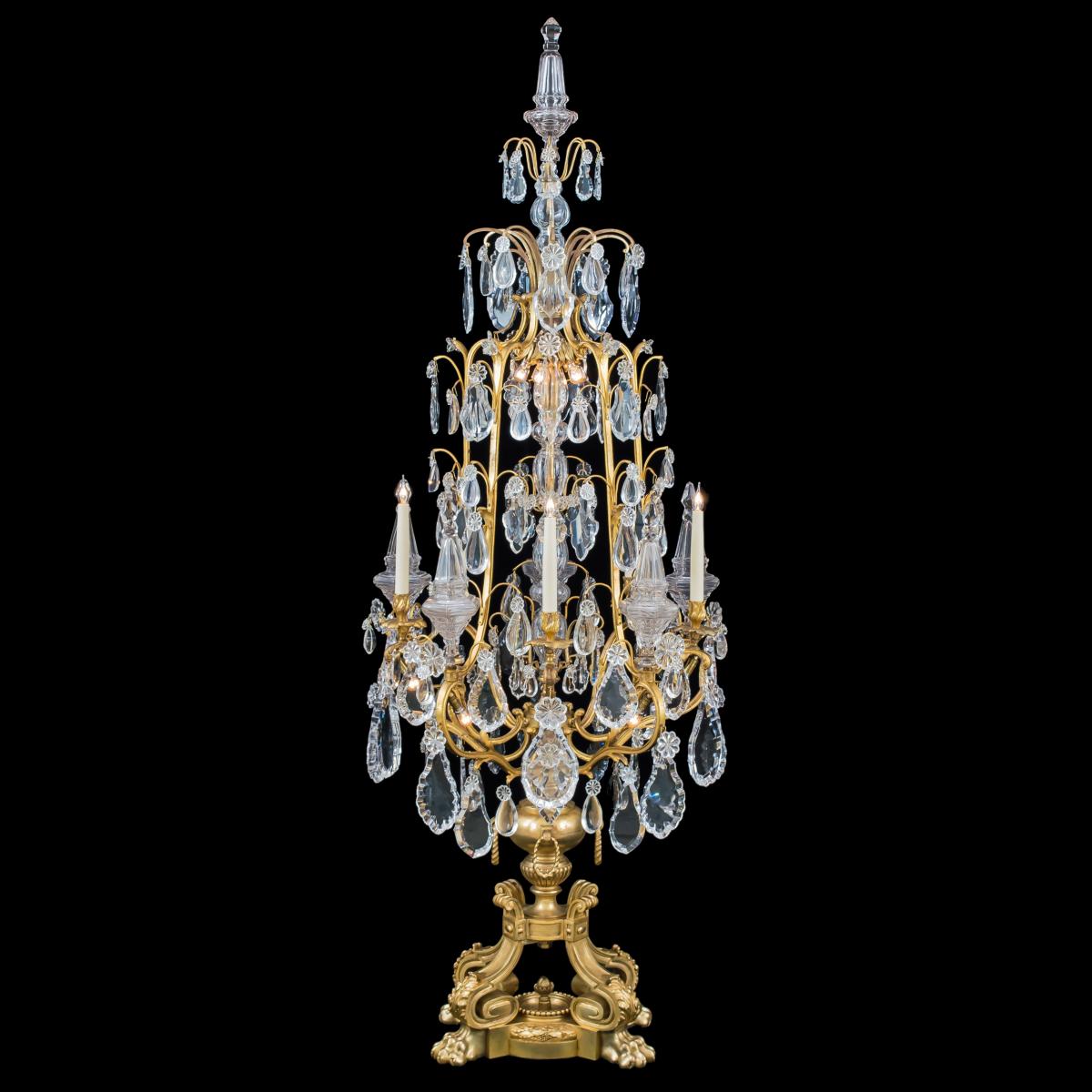 Pair of Louis XV Style Ormolu & Crystal Girandoles Probably by Baccarat