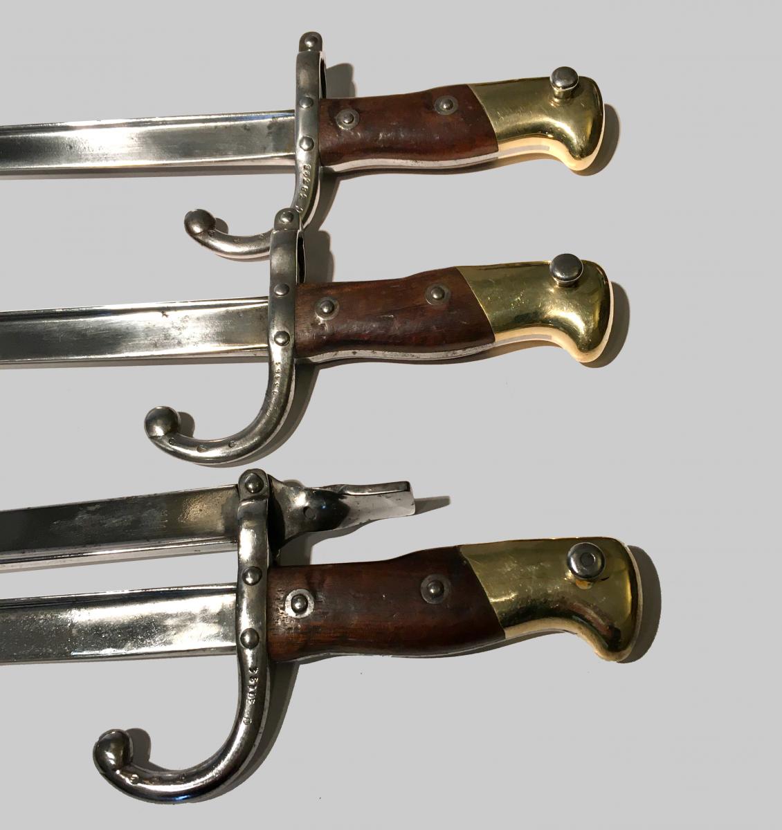 Antique set of three French bayonet fire irons