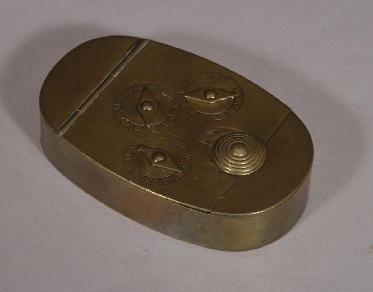 S/4243 Antique 19th Century Brass Security Snuff Box