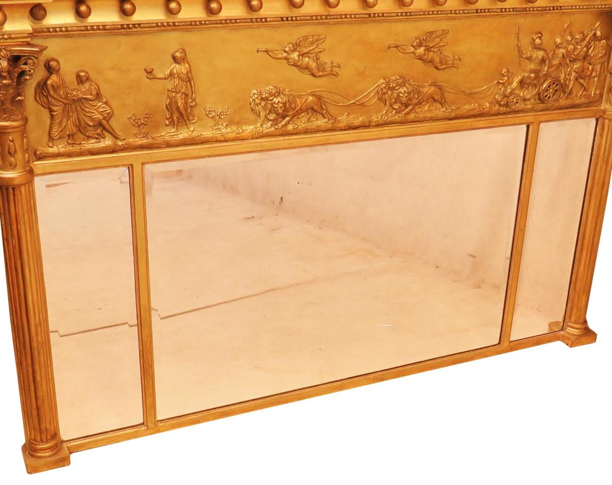 Regency Pair Of Giltwood And Gesso English Overmantle Mirrors