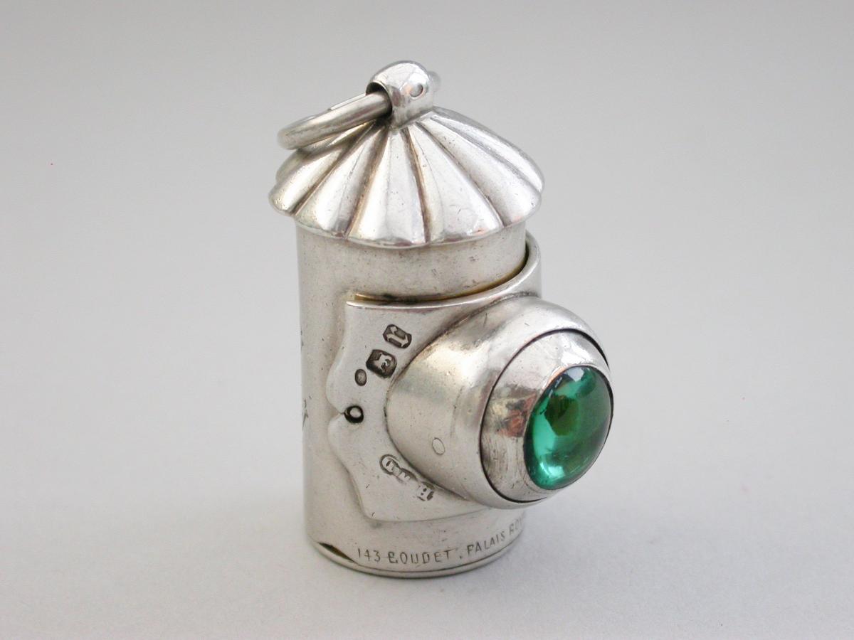 Victorian Novelty Silver Policeman's Bullseye Lantern Vinaigrette