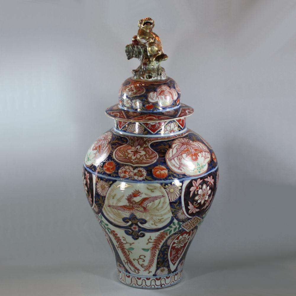 Japanese imari baluster vase and cover, 18th century