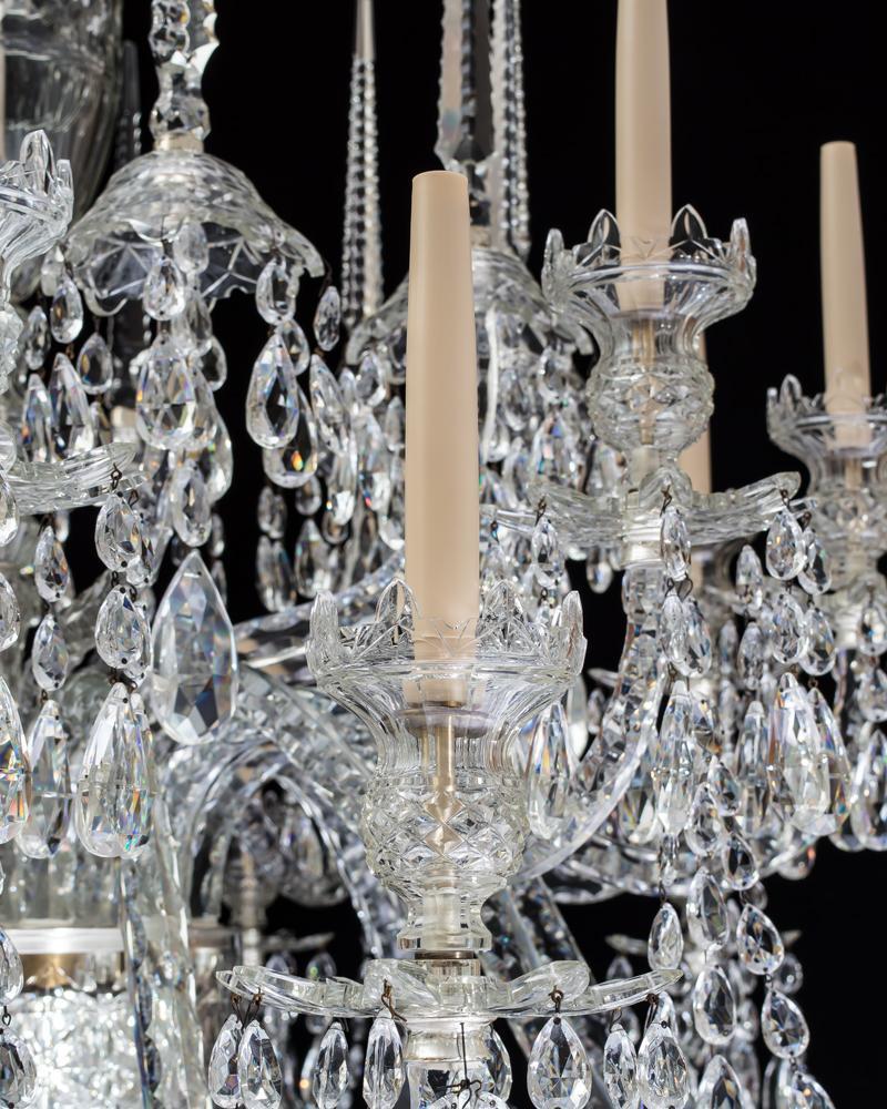 A Monumental Twenty Light Cut Glass Chandelier in Adam Style