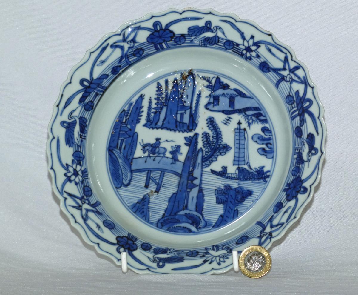 Chinese - Ming Blue and White Kraak Plate