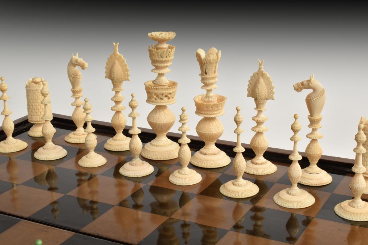 An Indian Vizagapatam Ivory Chess Set, Southern India, Early 19th