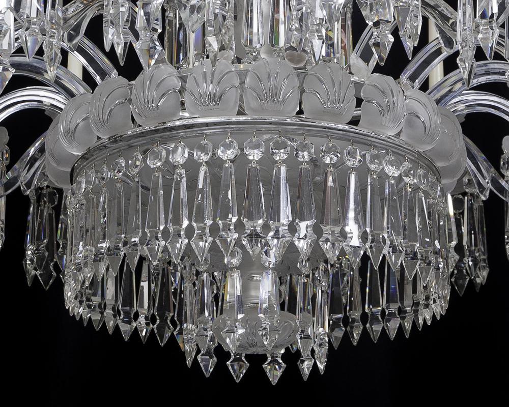 A Fine Mid-Victorian Frosted Sixteen Light Cut Glass Antique Chandelier, English Circa 1860