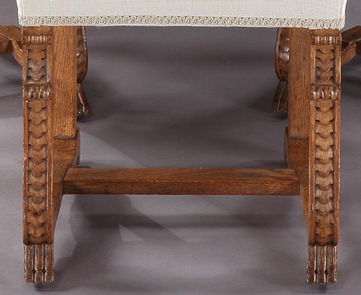 Chair, Upholstered, Dining, Set, Eight, 19th Century, French, Oak, Provincial