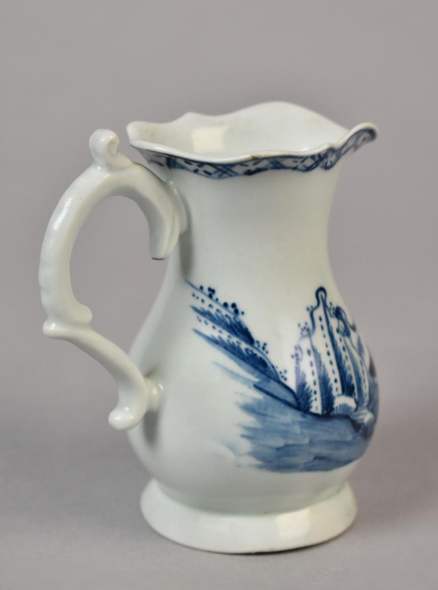 Liverpool porcelain blue & white cream jug, Richard Chaffers factory, c.1760