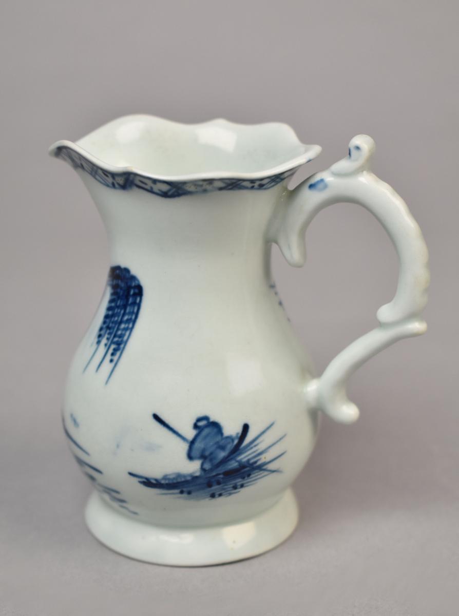 Liverpool porcelain blue & white cream jug, Richard Chaffers factory, c.1760