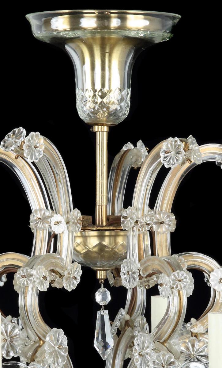 Chandelier, 6-Arm, Gilt-Brass, Glass, Edwardian Rococo Revival