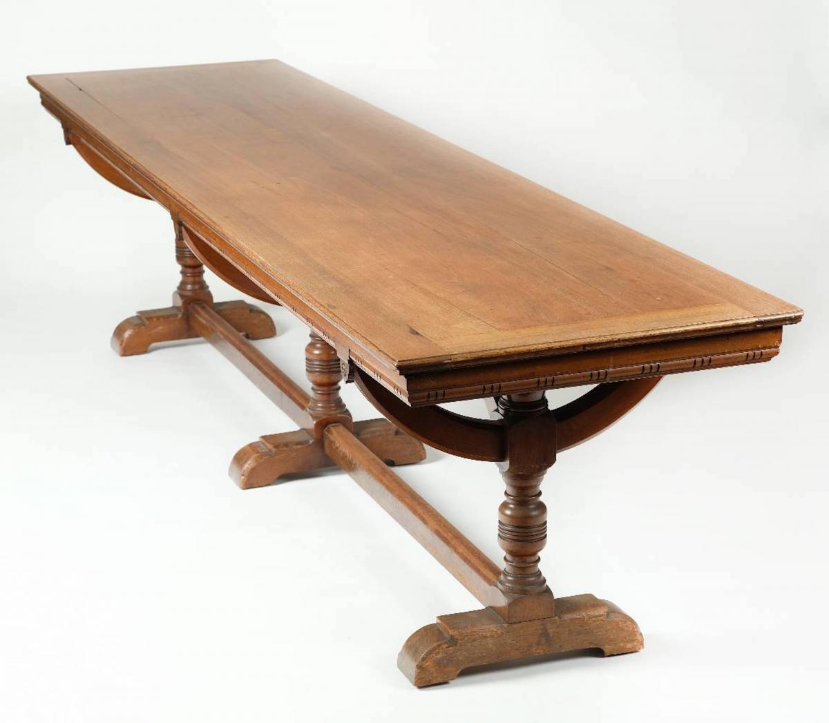 A pair of 3m long mahogany library tables