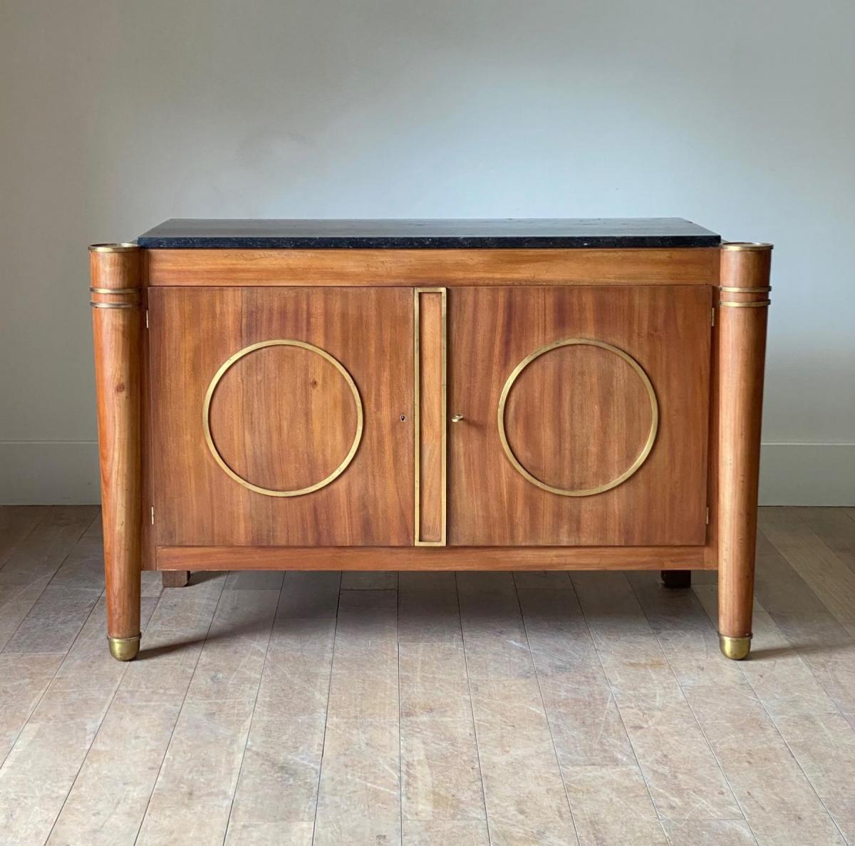 Elegrant French Mid Century Modernist Fossil Marble Topped Commode