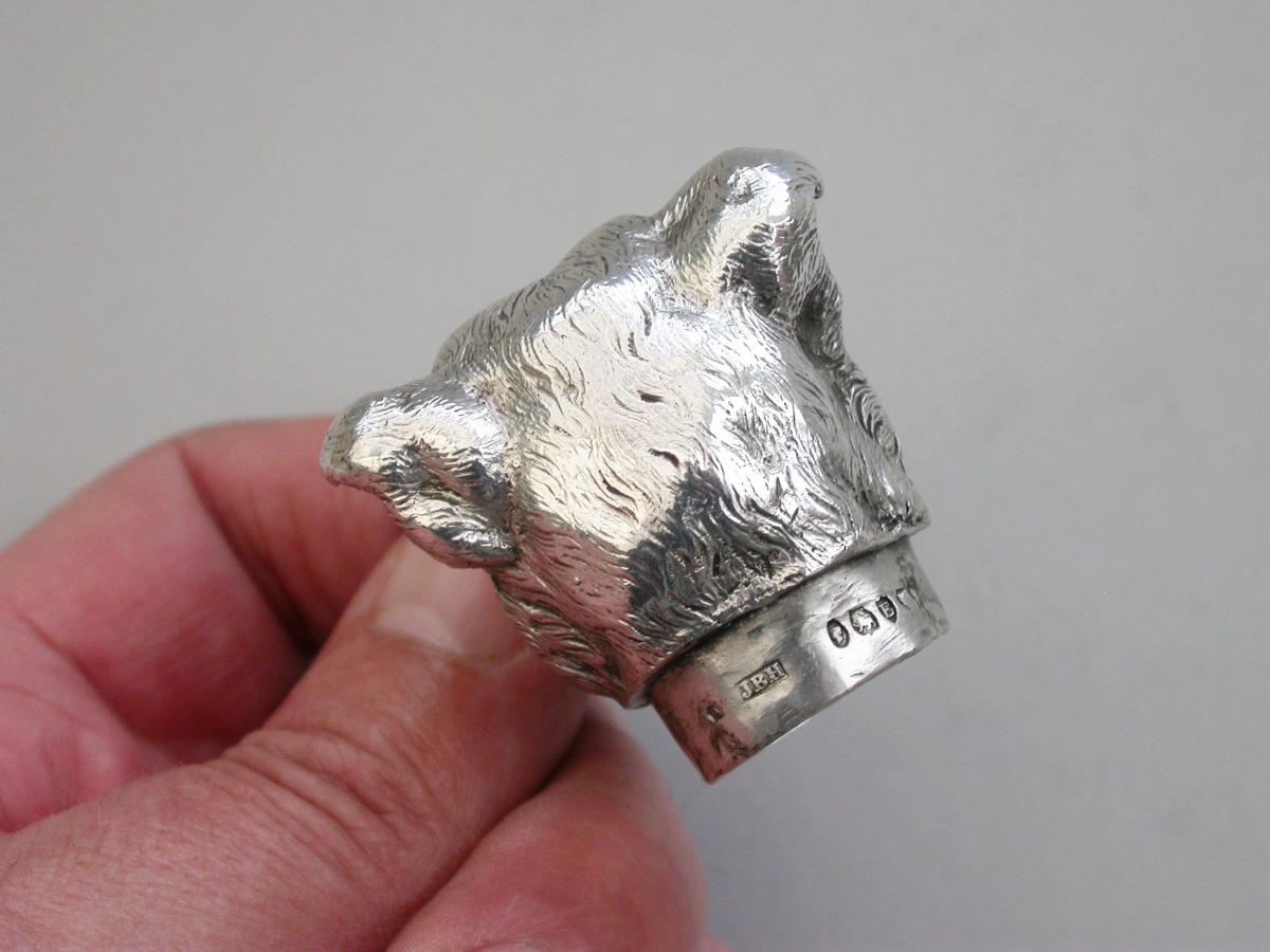 Victorian Novelty Silver Figural Terrier Dog Table Lighter