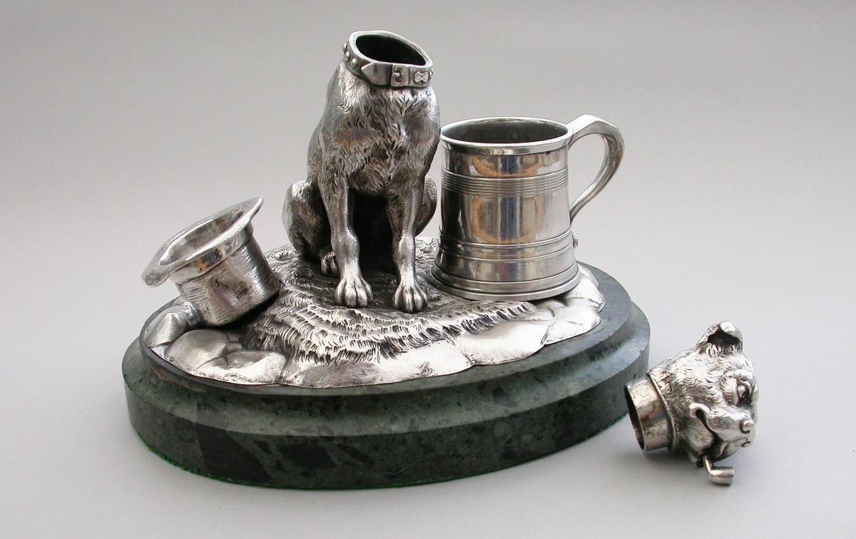 Victorian Novelty Silver Figural Terrier Dog Table Lighter