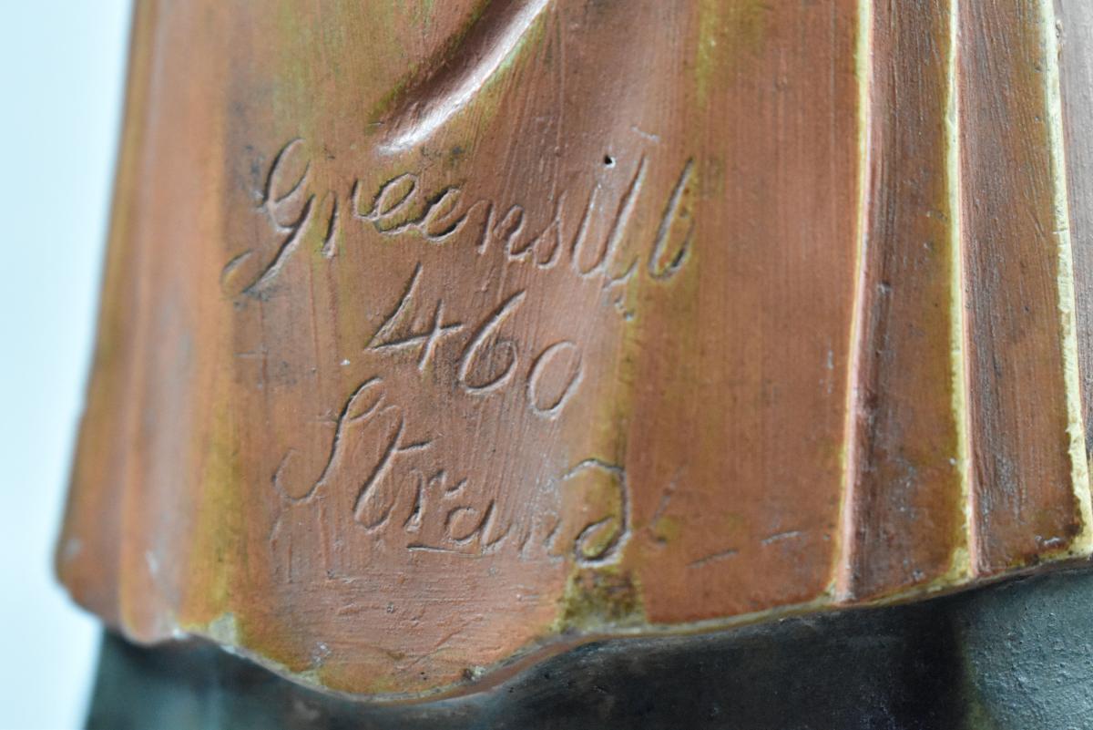 Pair Regency Nodding Chinamen plaster figures signed Greensill 460 Strand, c.1810