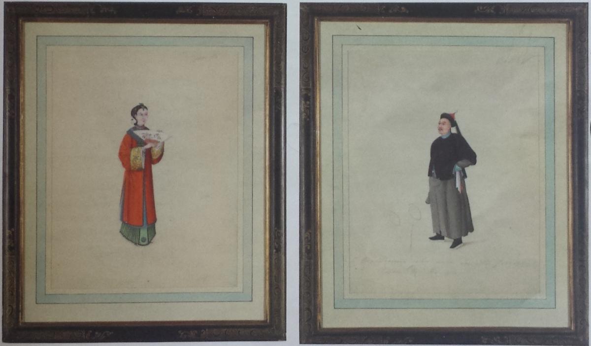 A Pair of Chinese School Paintings, Watercolour and Gouache on Paper, Circa 1800