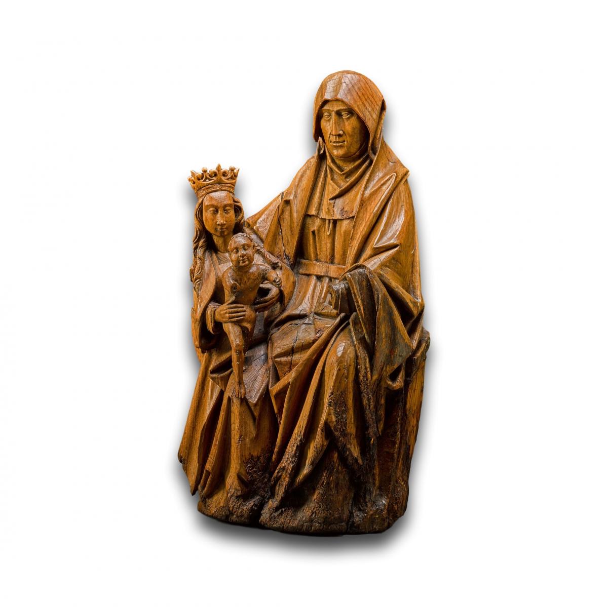 Oak sculpture of The Virgin & Child with Saint Anne. Brabant, circa 1500