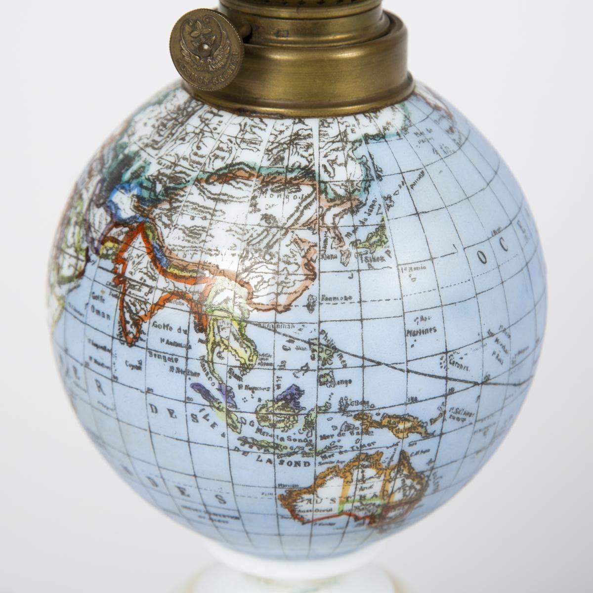 Oil Lamp with Global Shade, circa 1885