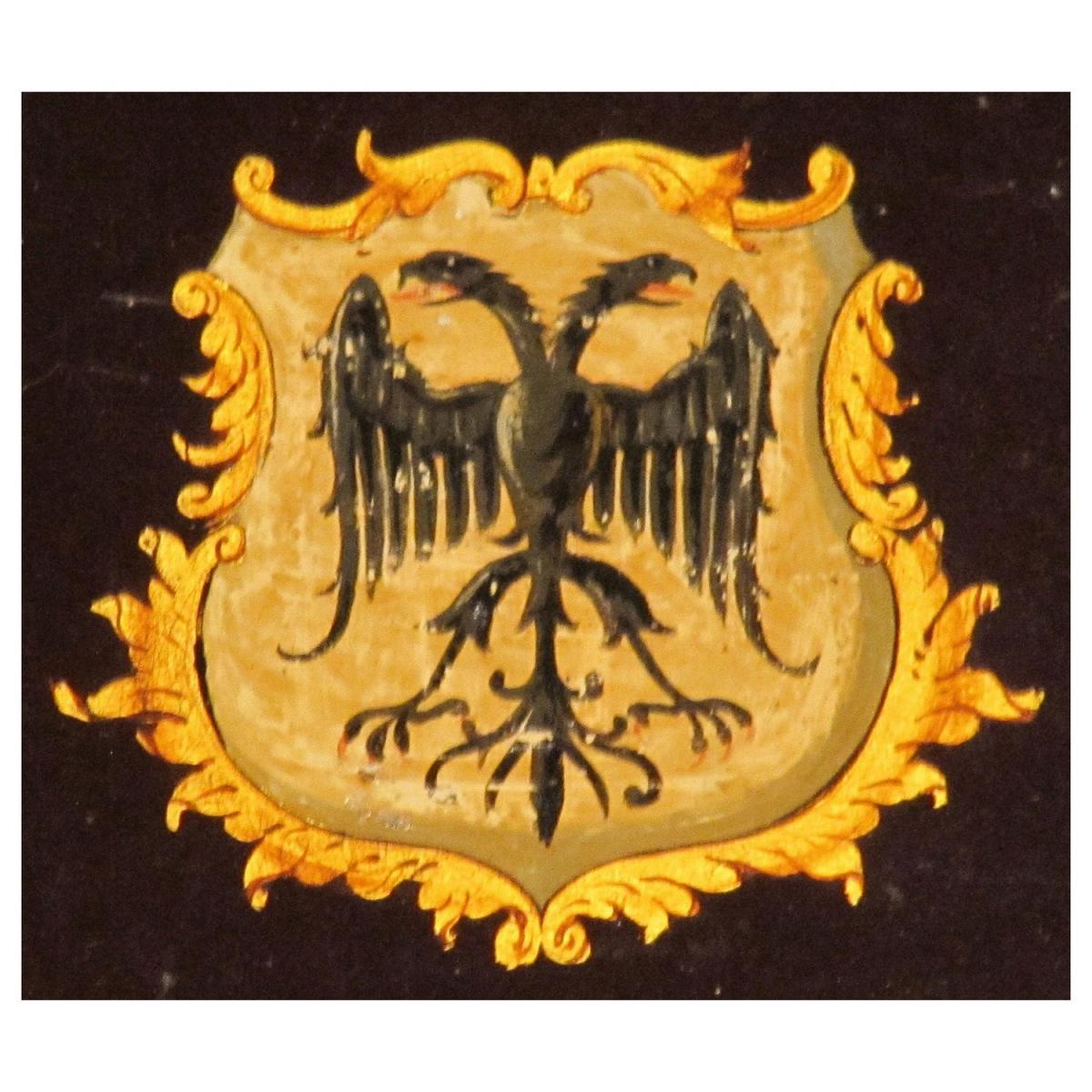 A late-18th, early-19th century, coach panel painted with the arms of Or