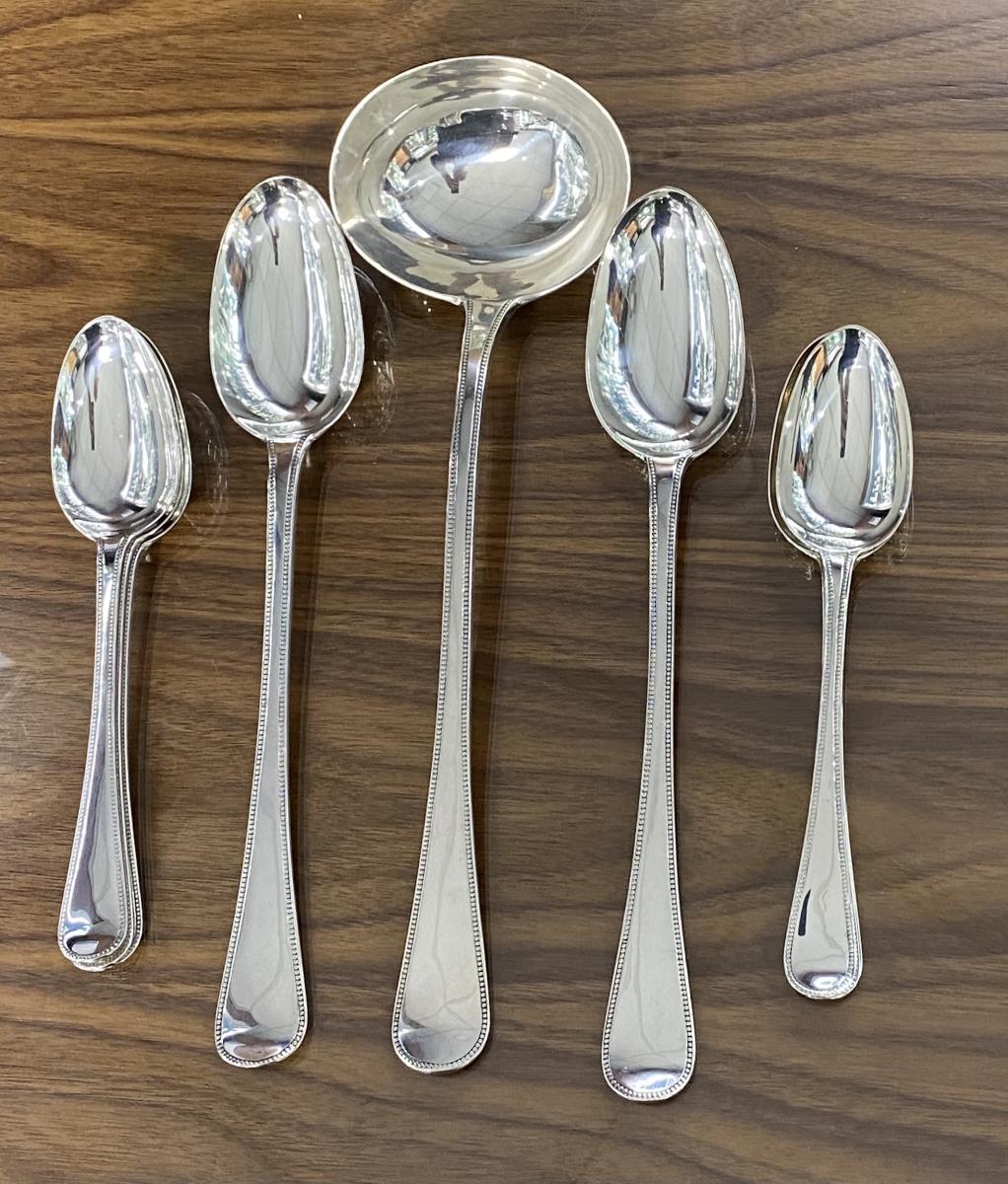George Adams silver bead cutlery flatware set 1858