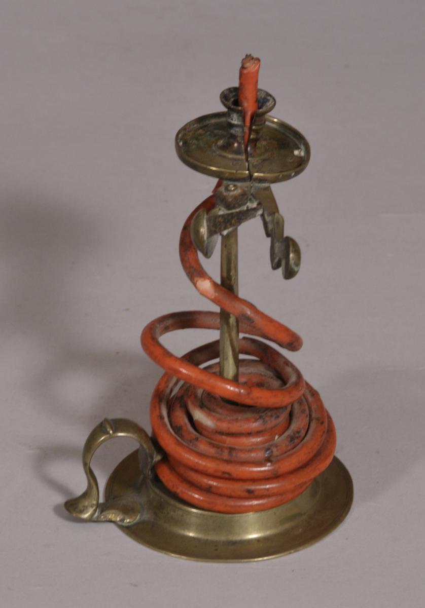 S/4297 Antique 18th Century Georgian Brass Taper Holder or Wax Jack