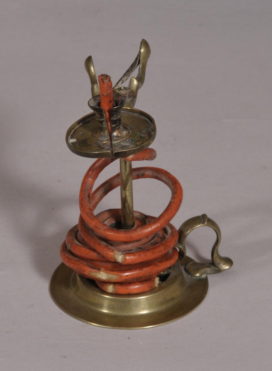 S/4297 Antique 18th Century Georgian Brass Taper Holder or Wax Jack