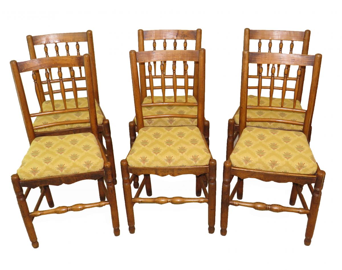 Set Of 6 19th Century Kitchen Dining Chairs