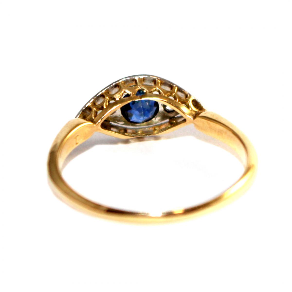 Edwardian Sapphire & Diamond 'Eye' Ring c.1915