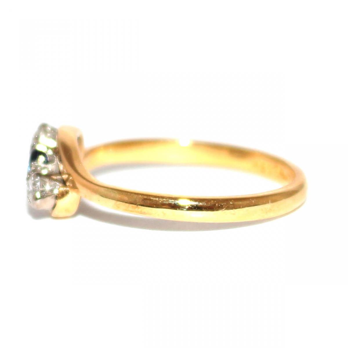 Edwardian Sapphire & Diamond 3 Stone Twist Ring c.1915