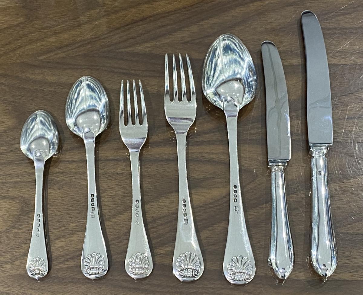 William Eaton silver flatware cutlery set service 1833