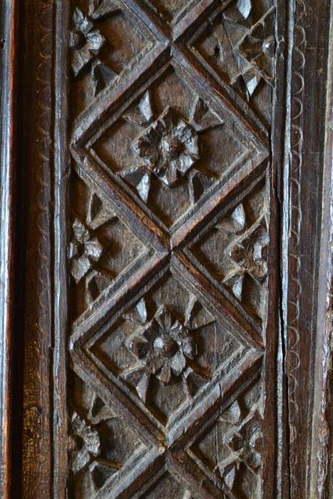 An early 16th century oak chest front