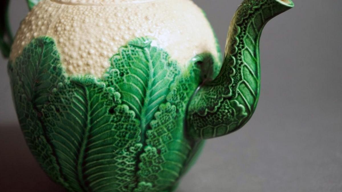 Green-glazed Creamware Pottery Cauliflower Teapot, Circa 1755-75.