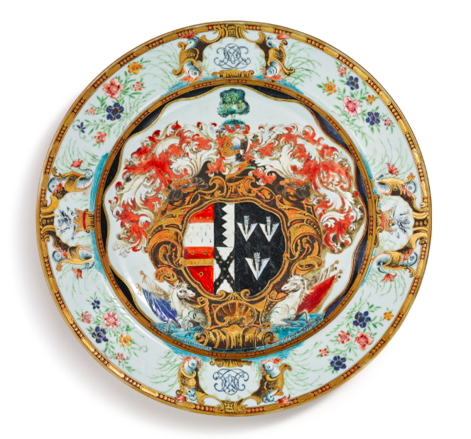A Chinese Export Armorial Charger, Arms of Leake Okeover, Qing Dynasty, Circa 1743