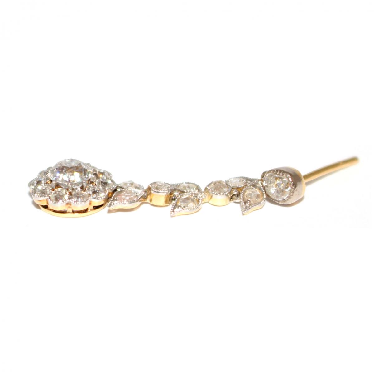 Edwardian Diamond Daisy Drop Earrings c.1920
