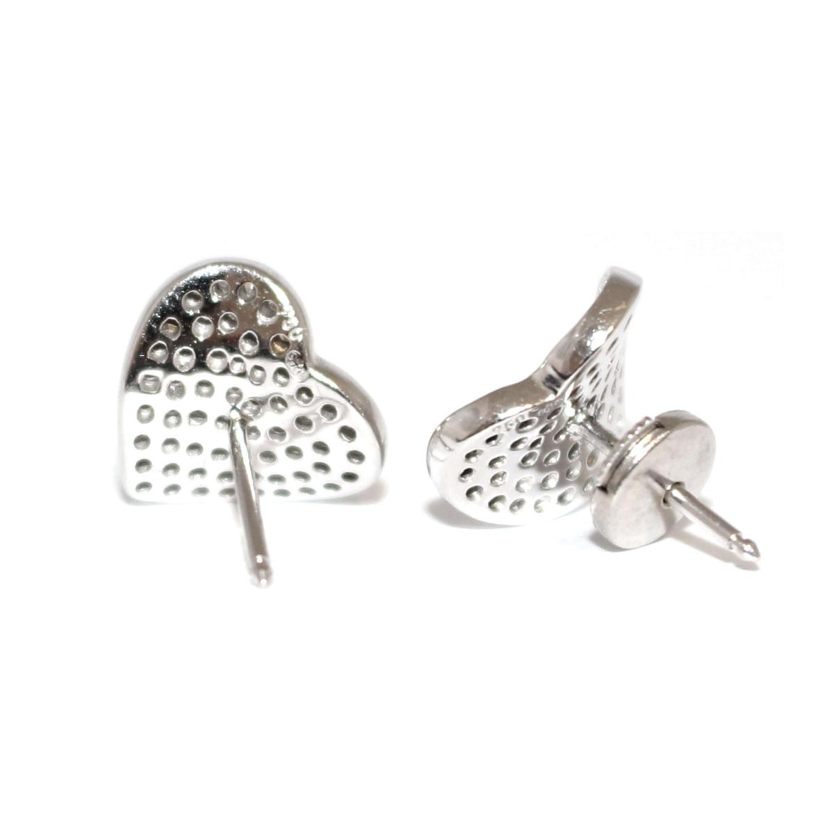 Pave Set Diamond Heart Earrings (French)