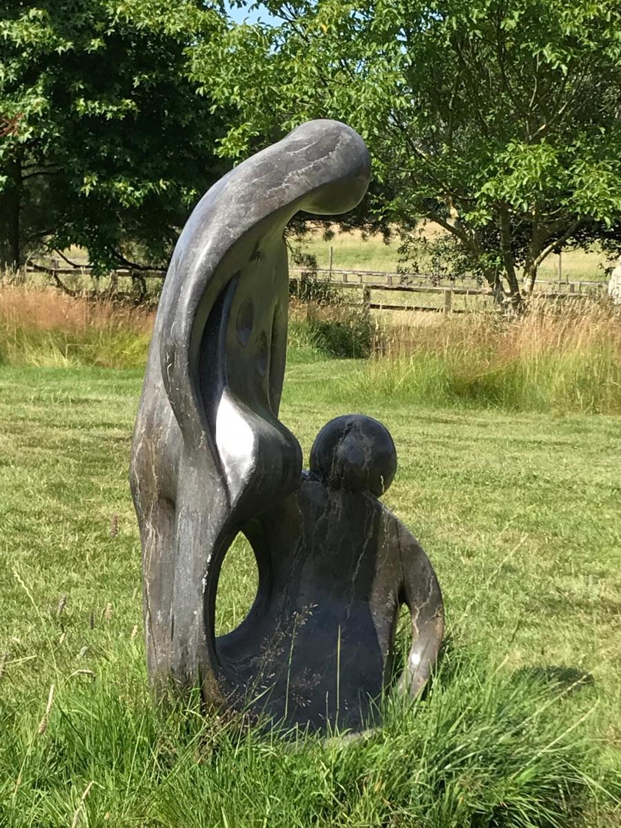 Sculpture Marble Henry Moore Mother & Child Inspired, Biomorphic 3ft 10in high