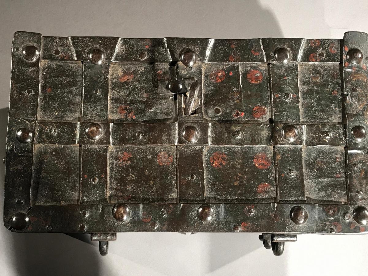 Strongbox Safe Iron Table-Top Renaissance Painted Nuremberg Armada Chest Folk