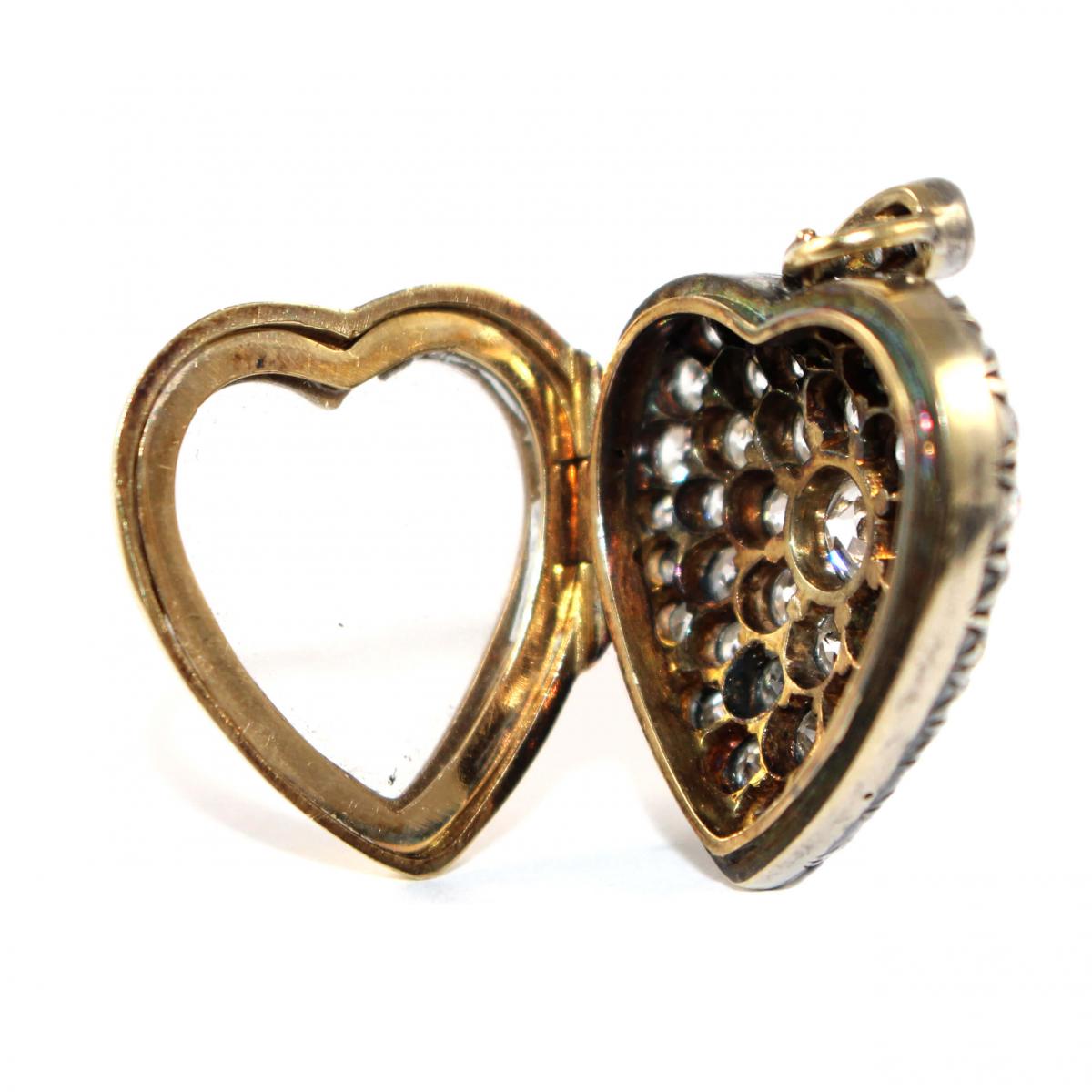 Victorian Large Diamond Heart Locket c.1890