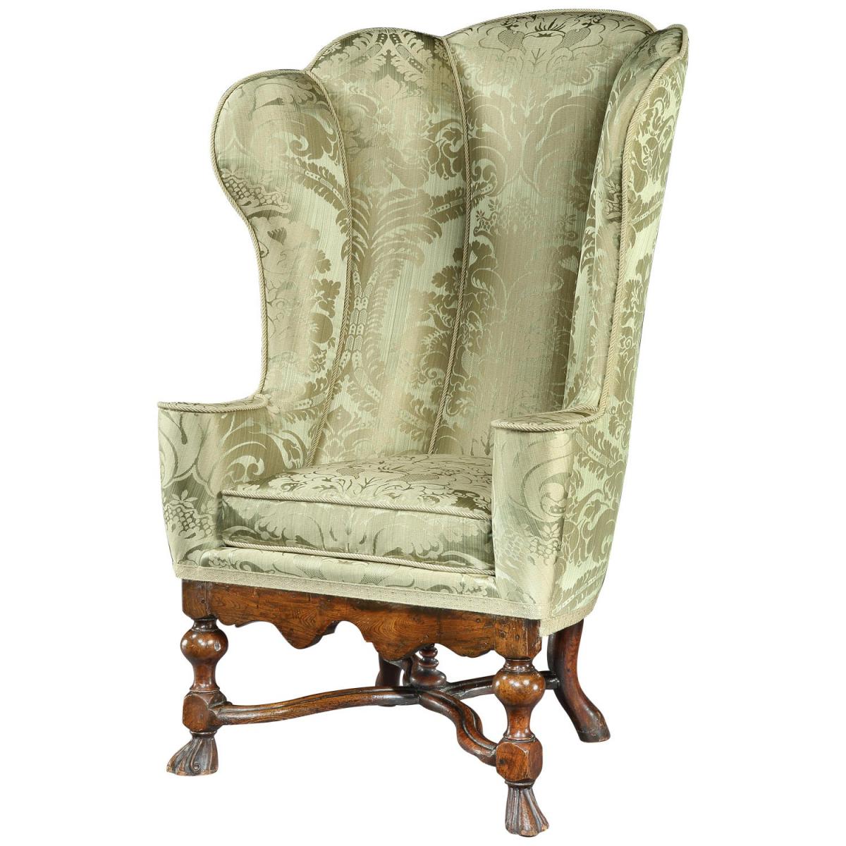 Armchair Wing Upholstered Sage Silk Vivien Leigh Laurence Oliver Notley Abbey